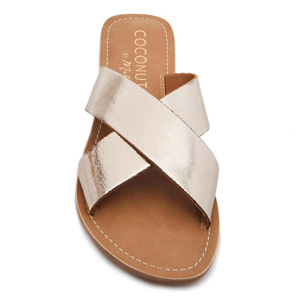 COCONUTS BY MATISSE // “PEBBLE” GOLD SANDALS